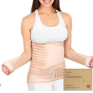 Adjustable Nude Postpartum Recovery Support Belt with Removable Panels
